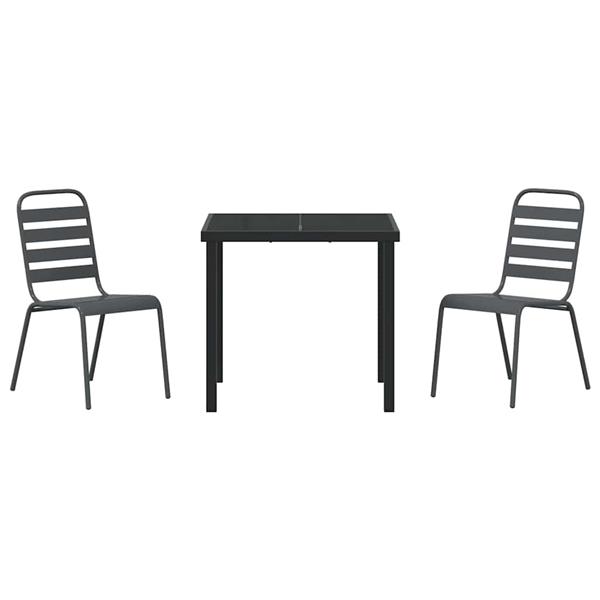 Grote foto vidaxl tuin eetset 3 pcs donkergrijs staal tuin en terras tuinmeubelen