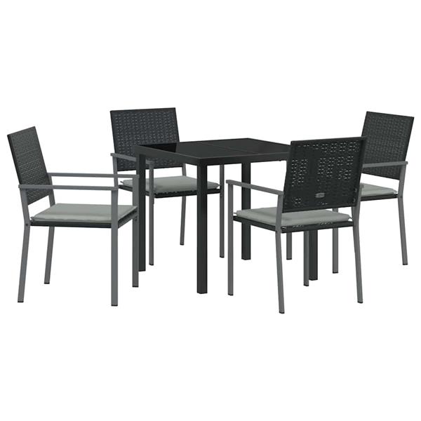 Grote foto vidaxl tuin eetset 5 pcs zwart poly riet tuin en terras tuinmeubelen