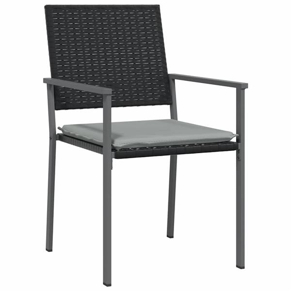 Grote foto vidaxl tuin eetset 5 pcs zwart poly riet tuin en terras tuinmeubelen