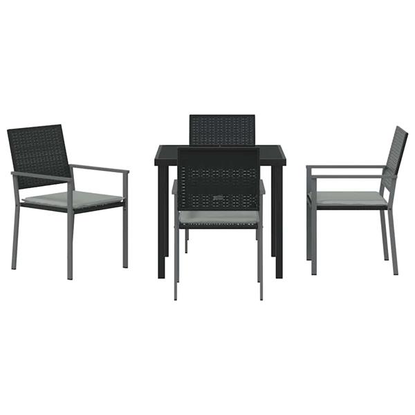 Grote foto vidaxl tuin eetset 5 pcs zwart poly riet tuin en terras tuinmeubelen