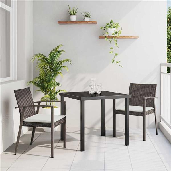 Grote foto vidaxl tuin eetset 3 pcs bruin poly riet tuin en terras tuinmeubelen