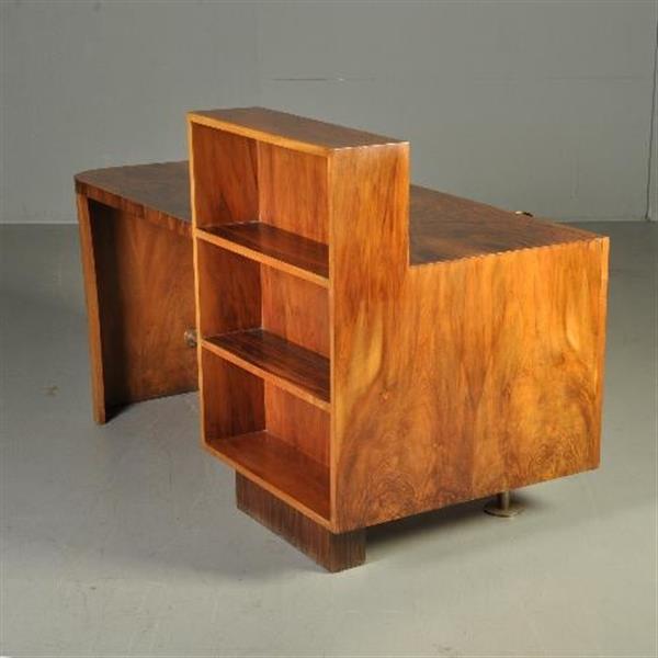 Grote foto wat een uitzonderlijk fraai art deco bureau ca 1920 in o.a. wortelnoten palissander en chroom no.3 antiek en kunst overige in antiek gebruiksvoorwerpen