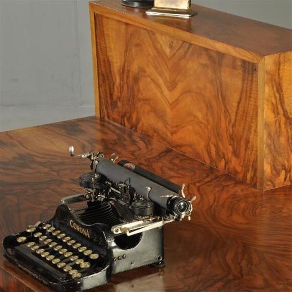 Grote foto wat een uitzonderlijk fraai art deco bureau ca 1920 in o.a. wortelnoten palissander en chroom no.3 antiek en kunst overige in antiek gebruiksvoorwerpen