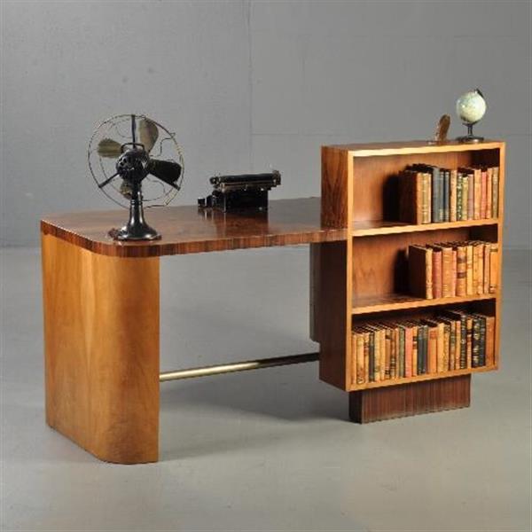 Grote foto wat een uitzonderlijk fraai art deco bureau ca 1920 in o.a. wortelnoten palissander en chroom no.3 antiek en kunst overige in antiek gebruiksvoorwerpen