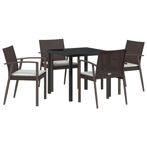 Grote foto vidaxl tuin eetset 5 pcs bruin poly riet tuin en terras tuinmeubelen