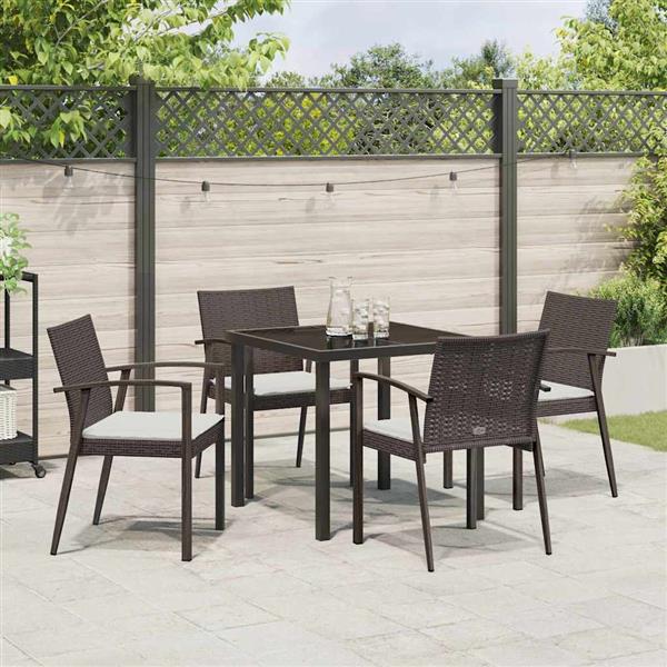 Grote foto vidaxl tuin eetset 5 pcs bruin poly riet tuin en terras tuinmeubelen