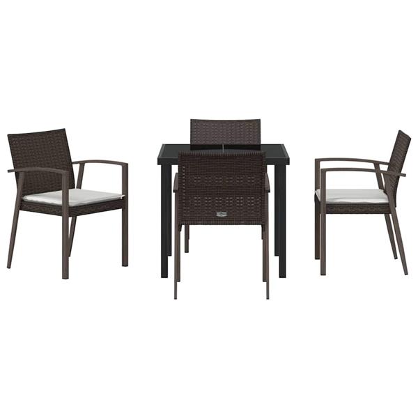 Grote foto vidaxl tuin eetset 5 pcs bruin poly riet tuin en terras tuinmeubelen