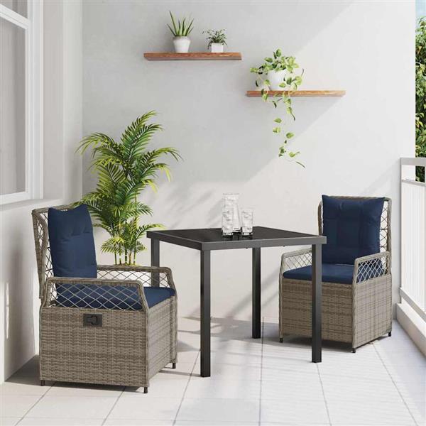 Grote foto vidaxl tuin eetset 3 pcs grijs poly rattan tuin en terras tuinmeubelen