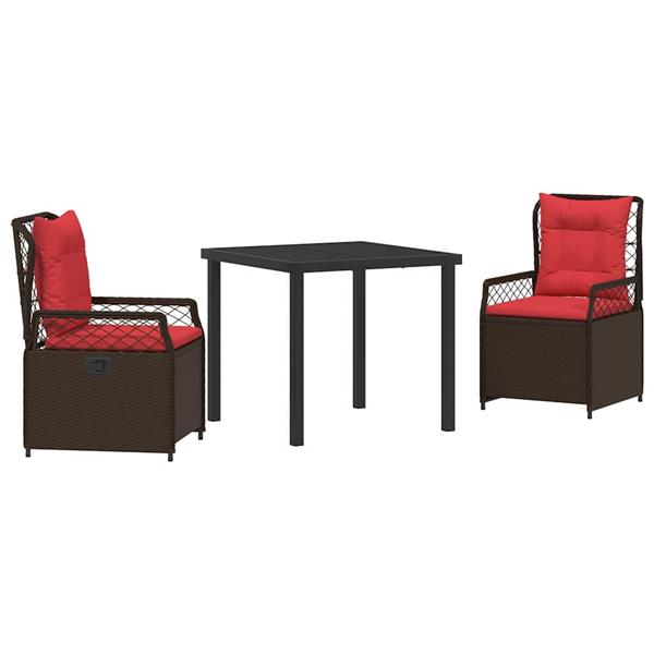 Grote foto vidaxl tuin eetset 3 pcs bruin poly rattan tuin en terras tuinmeubelen