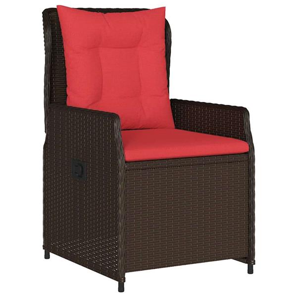 Grote foto vidaxl tuin eetset 3 pcs bruin poly riet tuin en terras tuinmeubelen