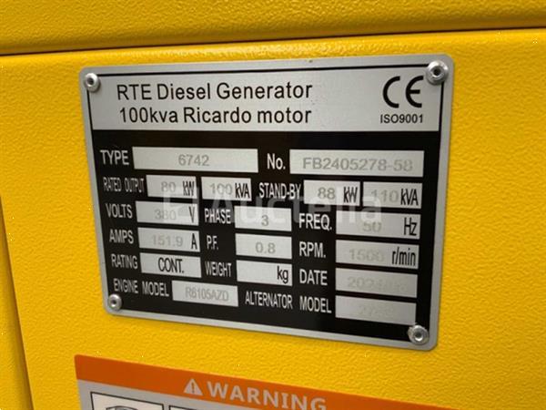 Grote foto rte noodstroomaggregaat 100kva ricardo 6742 doe het zelf en verbouw hefwerktuigen