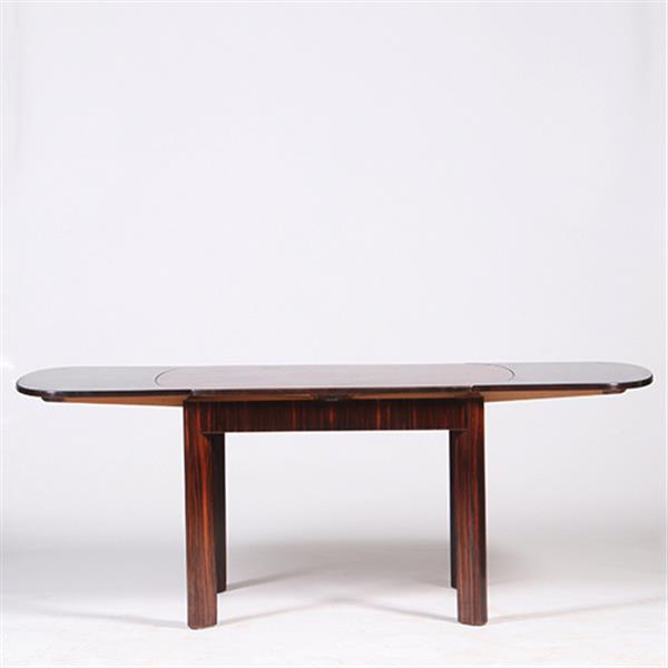 Grote foto art deco mid century eetkamertafel uitschuifbaar opgelegd gespiegeld palissander no.322140 antiek en kunst stoelen en banken