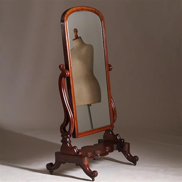 Grote foto luxe kantelbare passpiegel uit de victoriaanse tijd in mahonie met authentiek glas no.322105 antiek en kunst spiegels