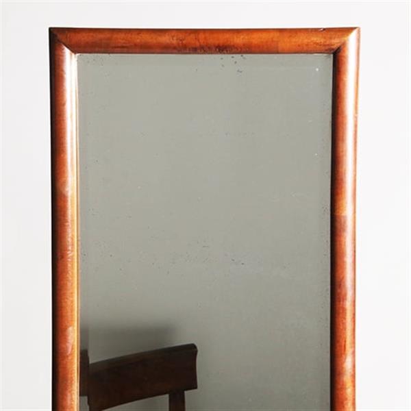 Grote foto strakke chique draaibare facet geslepen passpiegel halspiegel art deco in notenhout frame met 2 lad antiek en kunst spiegels