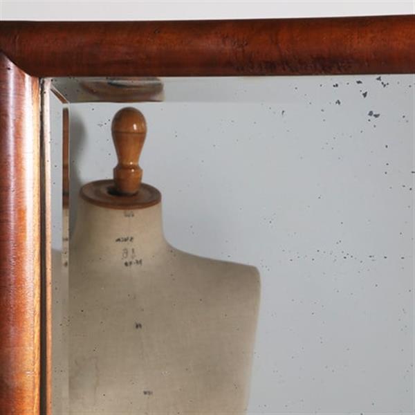 Grote foto strakke chique draaibare facet geslepen passpiegel halspiegel art deco in notenhout frame met 2 lad antiek en kunst spiegels