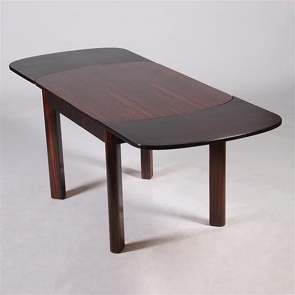 Grote foto art deco mid century eetkamertafel uitschuifbaar opgelegd gespiegeld palissander no.322140 antiek en kunst stoelen en banken