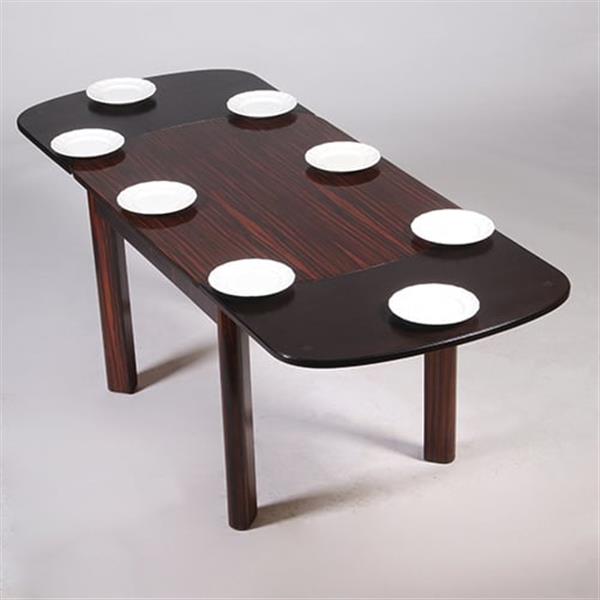 Grote foto art deco mid century eetkamertafel uitschuifbaar opgelegd gespiegeld palissander no.322140 antiek en kunst stoelen en banken