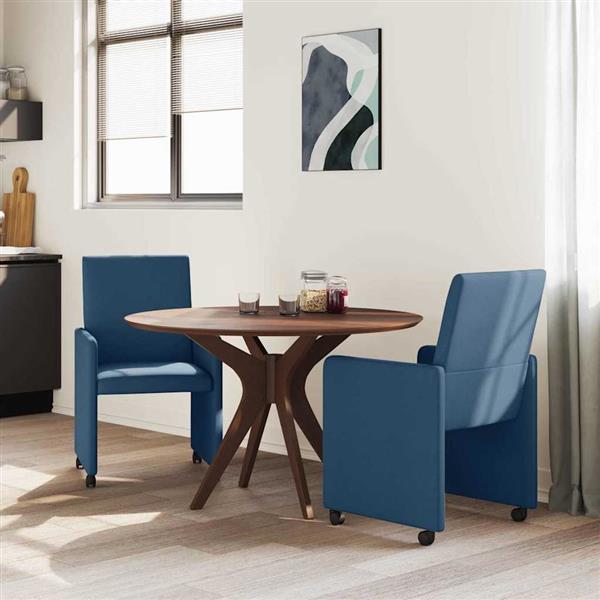 Grote foto vidaxl eetkamerstoel met kussen 2 pcs blauw 57 x 66 x 94 cm stof huis en inrichting stoelen