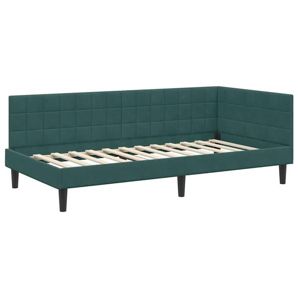 Grote foto vidaxl hoekbedframe met hoofdeinde donkergroen 100 x 200 cm fluweel antiek en kunst stoelen en banken