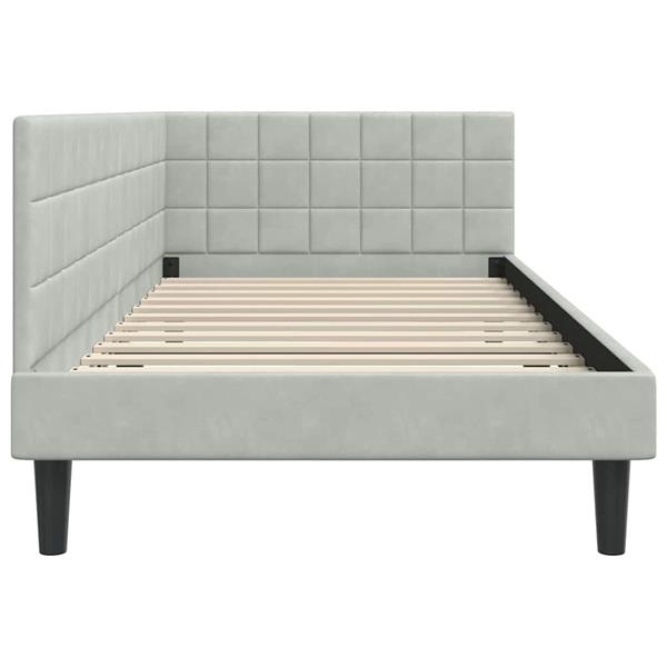 Grote foto vidaxl hoekbedframe met hoofdeinde lichtgrijs 90 x 200 cm fluweel antiek en kunst stoelen en banken