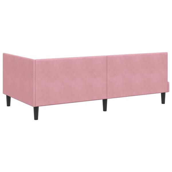 Grote foto vidaxl hoekbedframe met hoofdeinde roze 90 x 190 cm fluweel antiek en kunst stoelen en banken