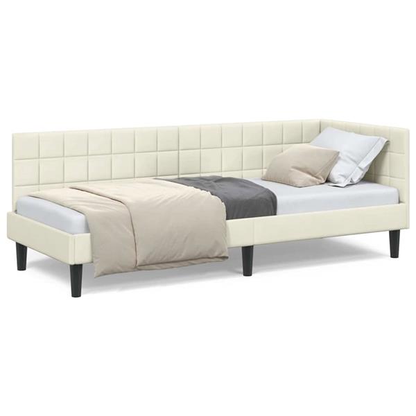 Grote foto vidaxl hoekbedframe met hoofdeinde cr me 80 x 200 cm fluweel antiek en kunst stoelen en banken