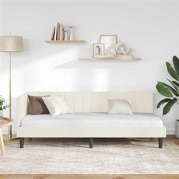 Grote foto vidaxl hoekbedframe met hoofdeinde cr me 80 x 200 cm fluweel antiek en kunst stoelen en banken