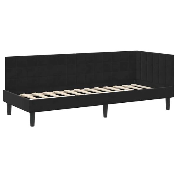 Grote foto vidaxl hoekbedframe met hoofdeinde zwart 80 x 200 cm fluweel antiek en kunst stoelen en banken