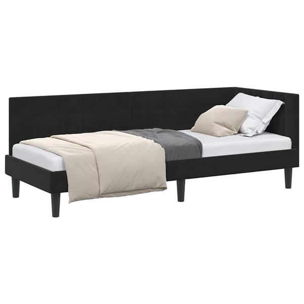 Grote foto vidaxl hoekbedframe met hoofdeinde zwart 80 x 200 cm fluweel antiek en kunst stoelen en banken