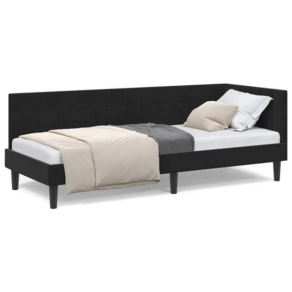 Grote foto vidaxl hoekbedframe met hoofdeinde zwart 80 x 200 cm fluweel antiek en kunst stoelen en banken