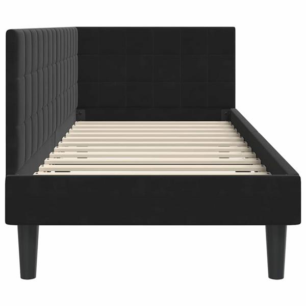 Grote foto vidaxl hoekbedframe met hoofdeinde zwart 80 x 200 cm fluweel antiek en kunst stoelen en banken