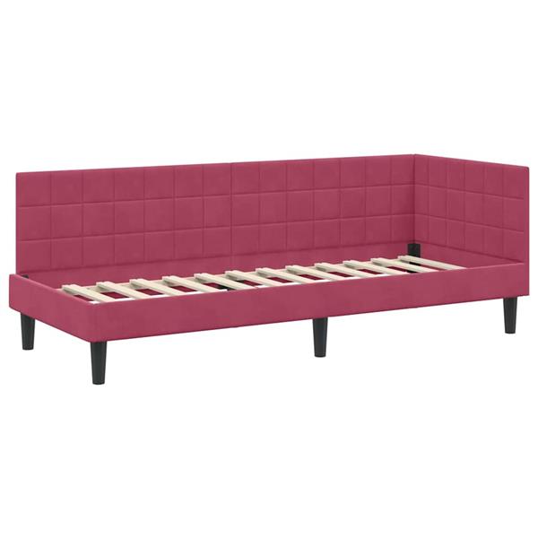 Grote foto vidaxl hoekbedframe met hoofdeinde wijnrood 80 x 200 cm fluweel antiek en kunst stoelen en banken