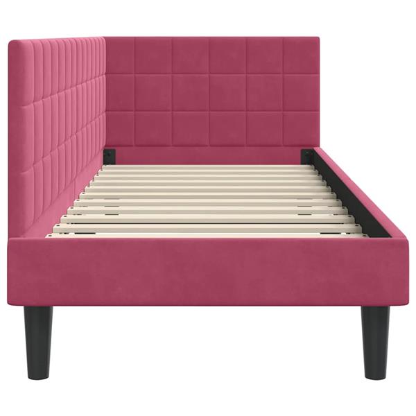 Grote foto vidaxl hoekbedframe met hoofdeinde wijnrood 80 x 200 cm fluweel antiek en kunst stoelen en banken