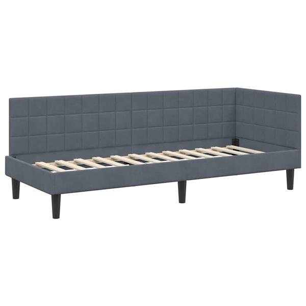 Grote foto vidaxl hoekbedframe met hoofdeinde donkergrijs 80 x 200 cm fluweel antiek en kunst stoelen en banken