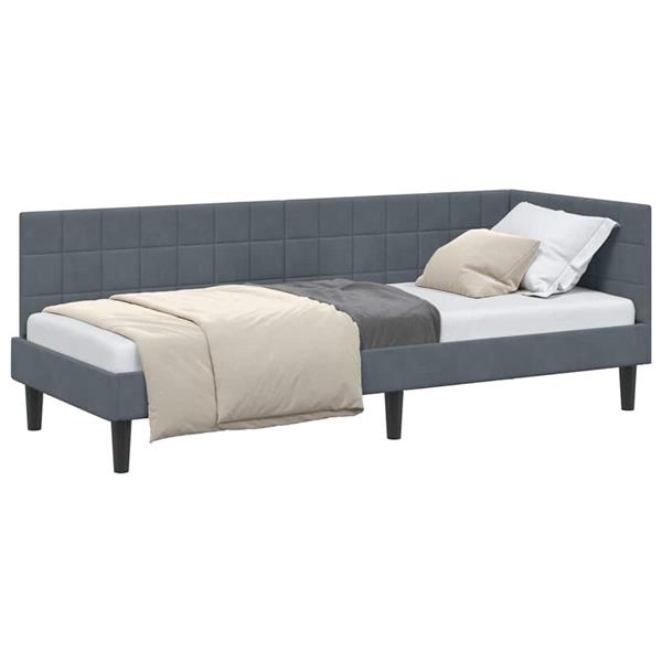 Grote foto vidaxl hoekbedframe met hoofdeinde donkergrijs 80 x 200 cm fluweel antiek en kunst stoelen en banken