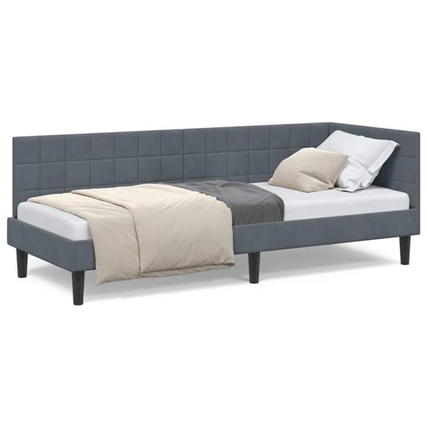 Grote foto vidaxl hoekbedframe met hoofdeinde donkergrijs 80 x 200 cm fluweel antiek en kunst stoelen en banken