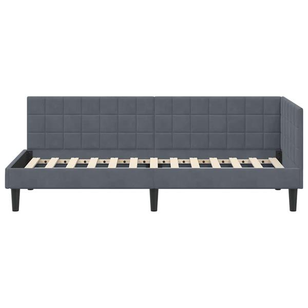 Grote foto vidaxl hoekbedframe met hoofdeinde donkergrijs 80 x 200 cm fluweel antiek en kunst stoelen en banken