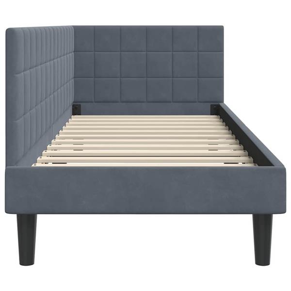 Grote foto vidaxl hoekbedframe met hoofdeinde donkergrijs 80 x 200 cm fluweel antiek en kunst stoelen en banken