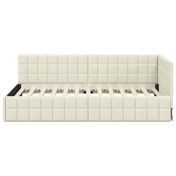 Grote foto vidaxl hoekbedframe met hoofdeinde cr me 90 x 200 cm fluweel antiek en kunst stoelen en banken