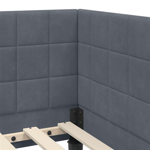 Grote foto vidaxl hoekbedframe met hoofdeinde donkergrijs 90 x 200 cm fluweel antiek en kunst stoelen en banken