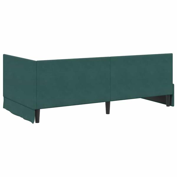 Grote foto vidaxl hoekbedframe met hoofdeinde donkergroen 90 x 200 cm fluweel antiek en kunst stoelen en banken