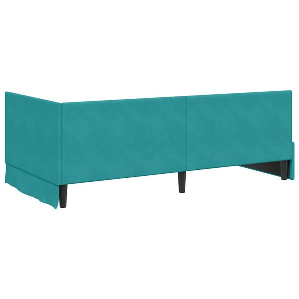 Grote foto vidaxl hoekbedframe met hoofdeinde turquoise 90 x 190 cm fluweel antiek en kunst stoelen en banken