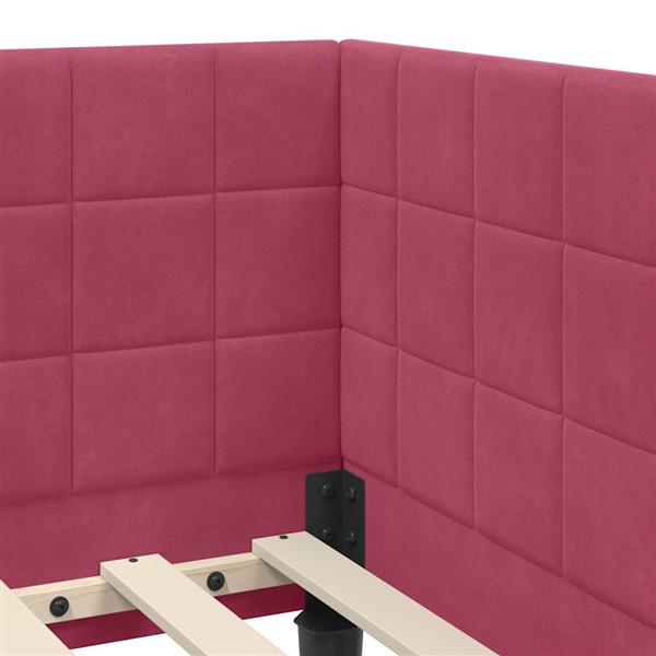 Grote foto vidaxl hoekbedframe met hoofdeinde wijnrood 90 x 190 cm fluweel antiek en kunst stoelen en banken