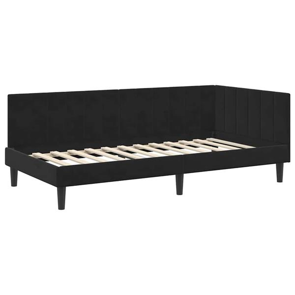 Grote foto vidaxl hoekbedframe met hoofdeinde zwart 90 x 200 cm fluweel antiek en kunst stoelen en banken