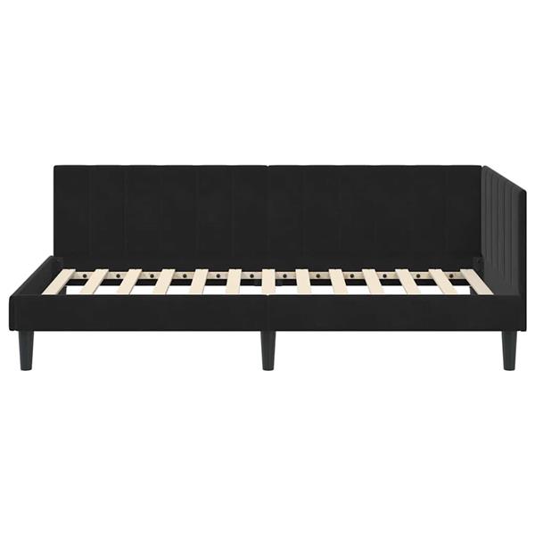 Grote foto vidaxl hoekbedframe met hoofdeinde zwart 90 x 200 cm fluweel antiek en kunst stoelen en banken