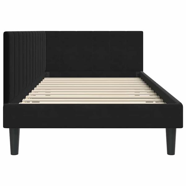 Grote foto vidaxl hoekbedframe met hoofdeinde zwart 90 x 200 cm fluweel antiek en kunst stoelen en banken