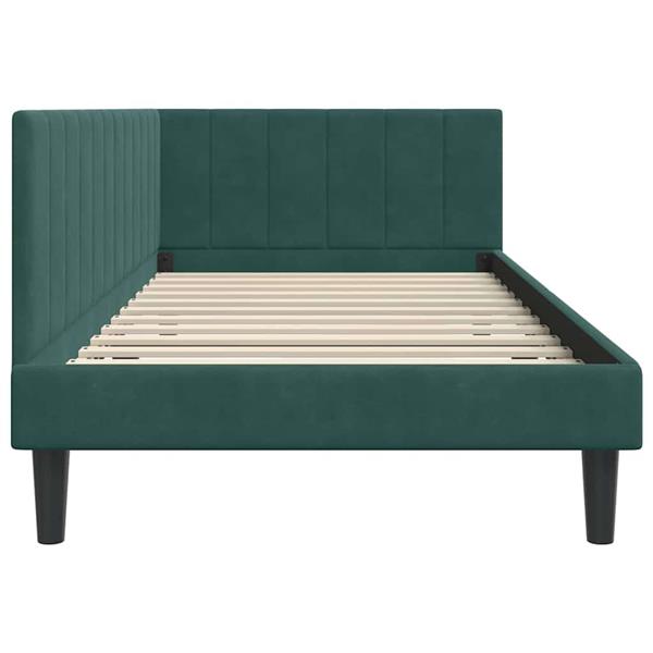 Grote foto vidaxl hoekbedframe met hoofdeinde donkergroen 90 x 200 cm fluweel antiek en kunst stoelen en banken
