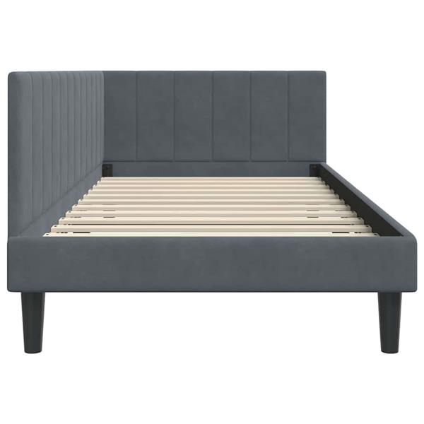 Grote foto vidaxl hoekbedframe met hoofdeinde donkergrijs 90 x 200 cm fluweel antiek en kunst stoelen en banken