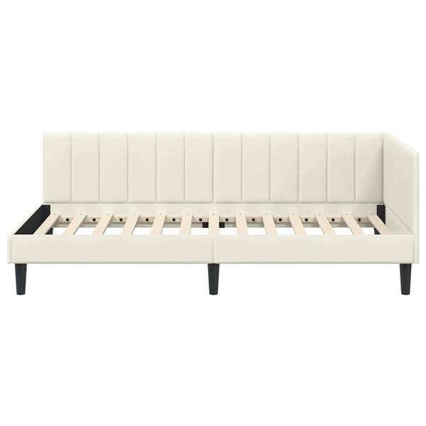 Grote foto vidaxl hoekbedframe met hoofdeinde cr me 90 x 190 cm fluweel antiek en kunst stoelen en banken