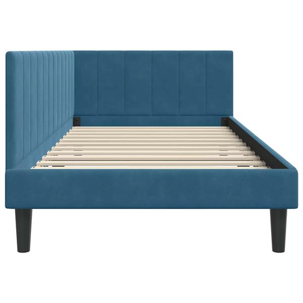 Grote foto vidaxl hoekbedframe met hoofdeinde blauw 90 x 190 cm fluweel antiek en kunst stoelen en banken